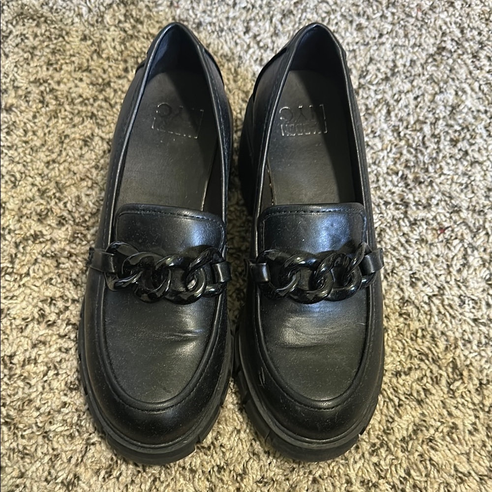Steve Madden Black Loafers with Chain Detail